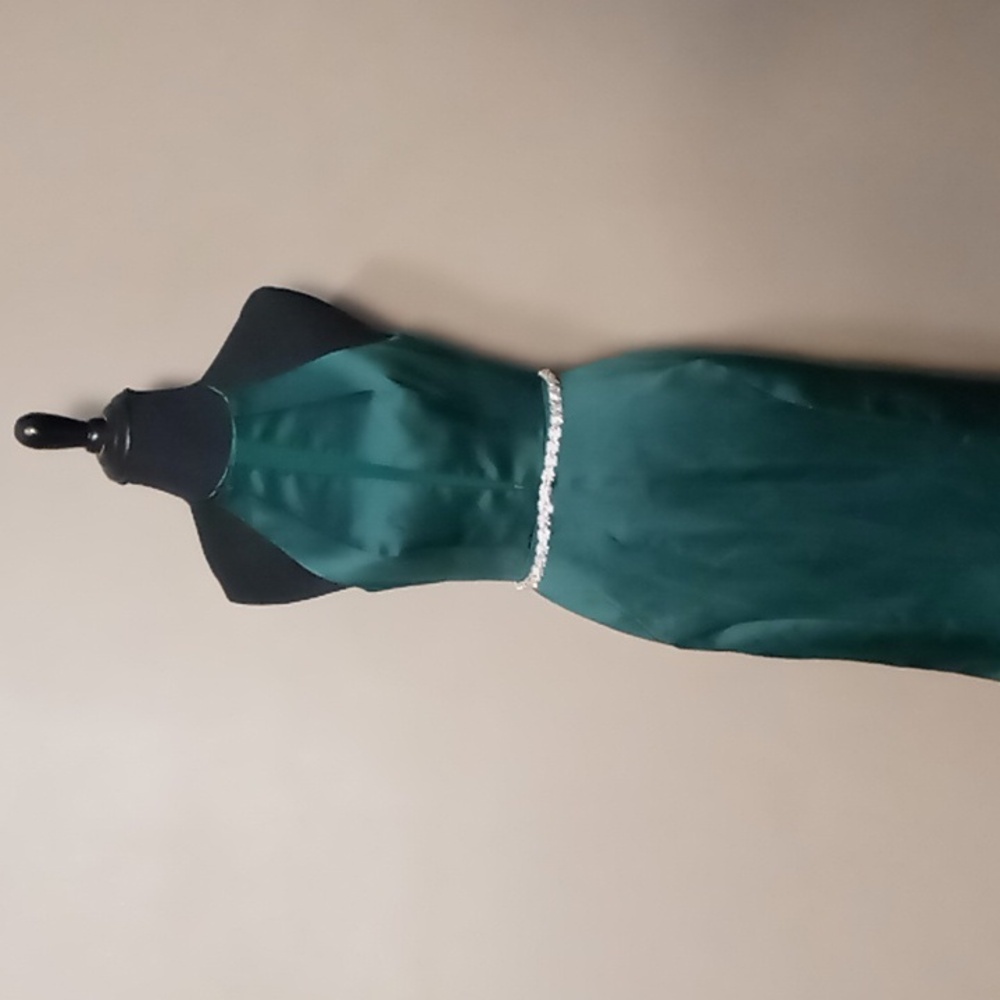 Sorella Vita Dark Green Prom/Bridesmaid Dress w Jewel/Ribbon Belt Size 4 - Picture 5 of 16